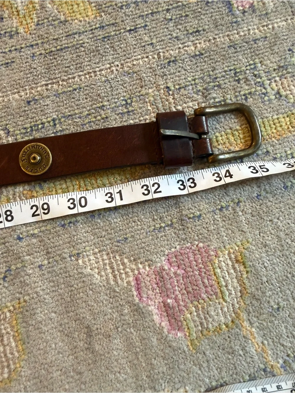 Boys Ducks Unlimited Brown Leather Belt 12GA Shotgun Shell Concho Brass Buckle L
